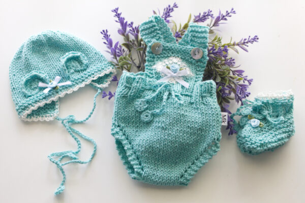 Bib Onesie Teal 15-16 inch