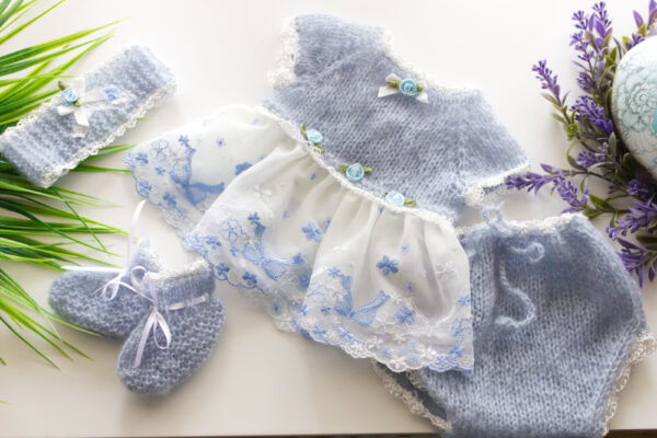 Blue Mohair Lace Dress Set 15-16