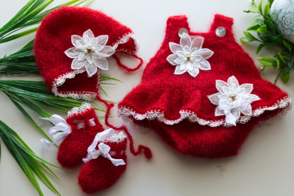 Red Mohair Tutu Onesie 15-16