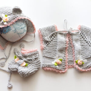 Grey Mouse Jacket Bonnet Bootie Set