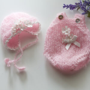 Pink mohair Onesie Set 8-9 inch