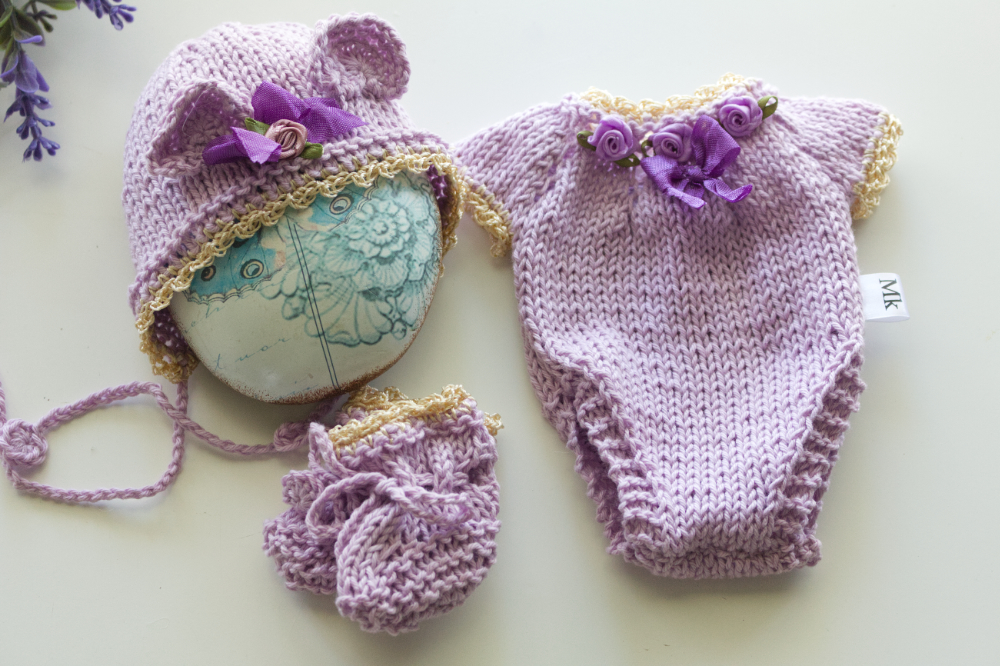 Lilac Mouse Onesie Set 13