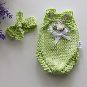 Mint onesie and headband 10-11