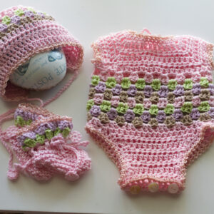 Pink Crochet Onesie Set 16