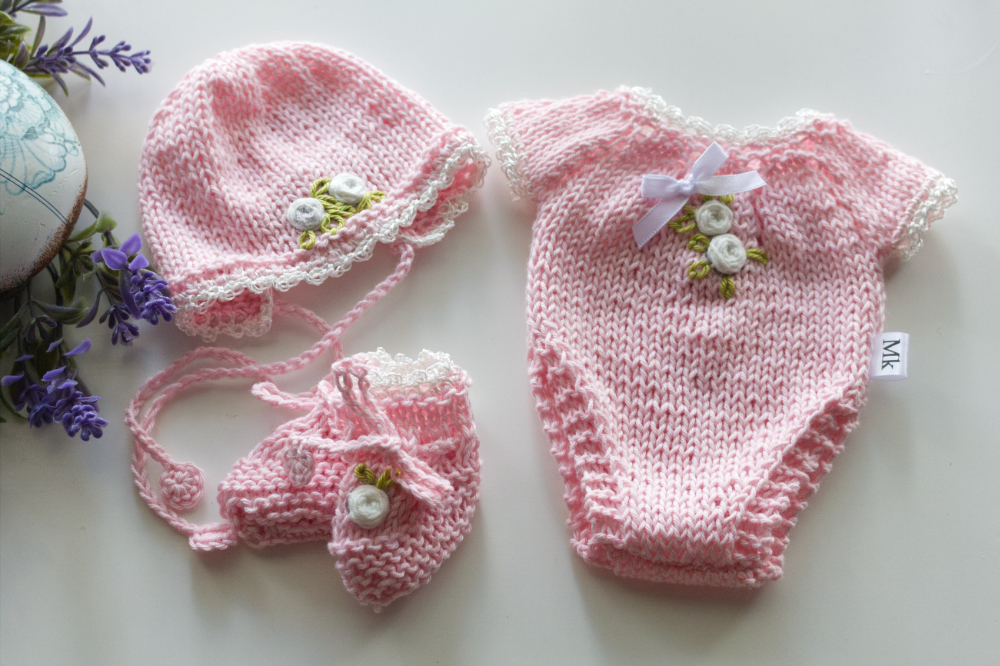 Pink Roses Onesie Set 13 inch