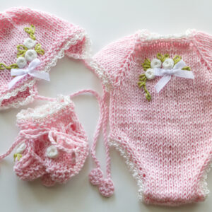 Pink Square Neckline Onesie Set 13 inch