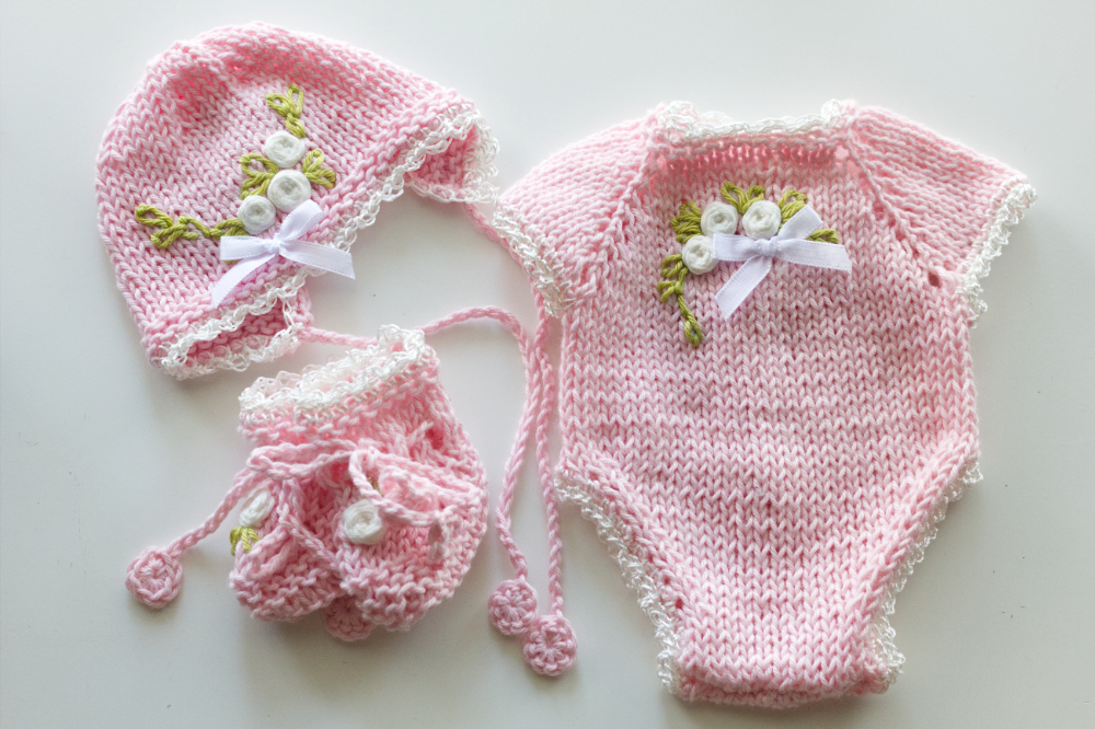Pink Square Neckline Onesie Set 13 inch