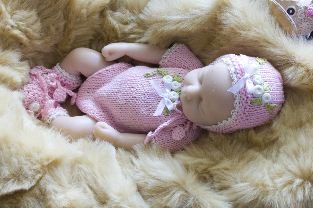 Pink Square Neckline Onesie Set 13 inch - Image 2