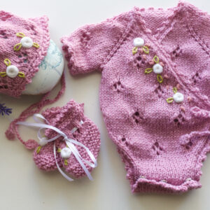 Pink Eyelet Crossover Onesie Set 16