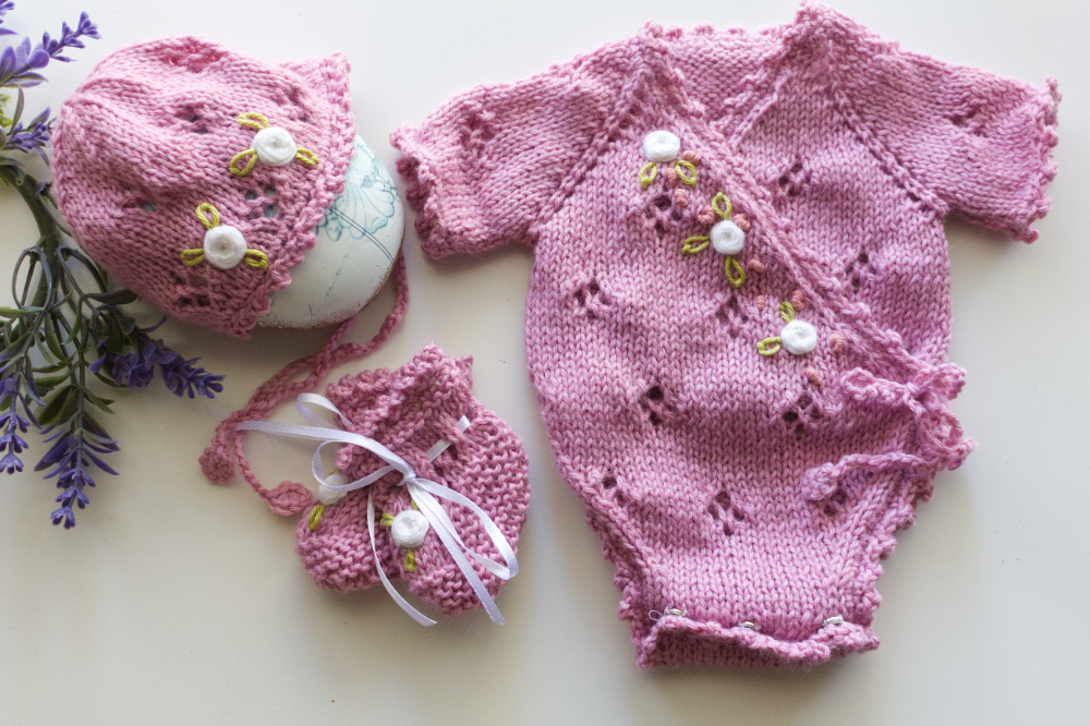 Pink Eyelet Crossover Onesie Set 16