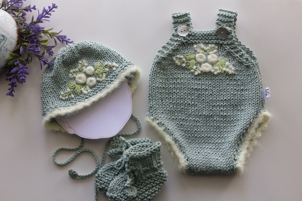Sage Embroidered Onesie set 18