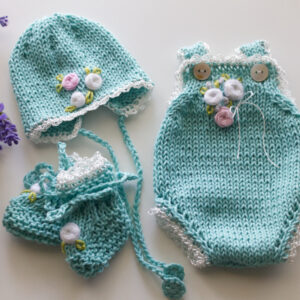 Teal Roses Onesie Set 13 inch